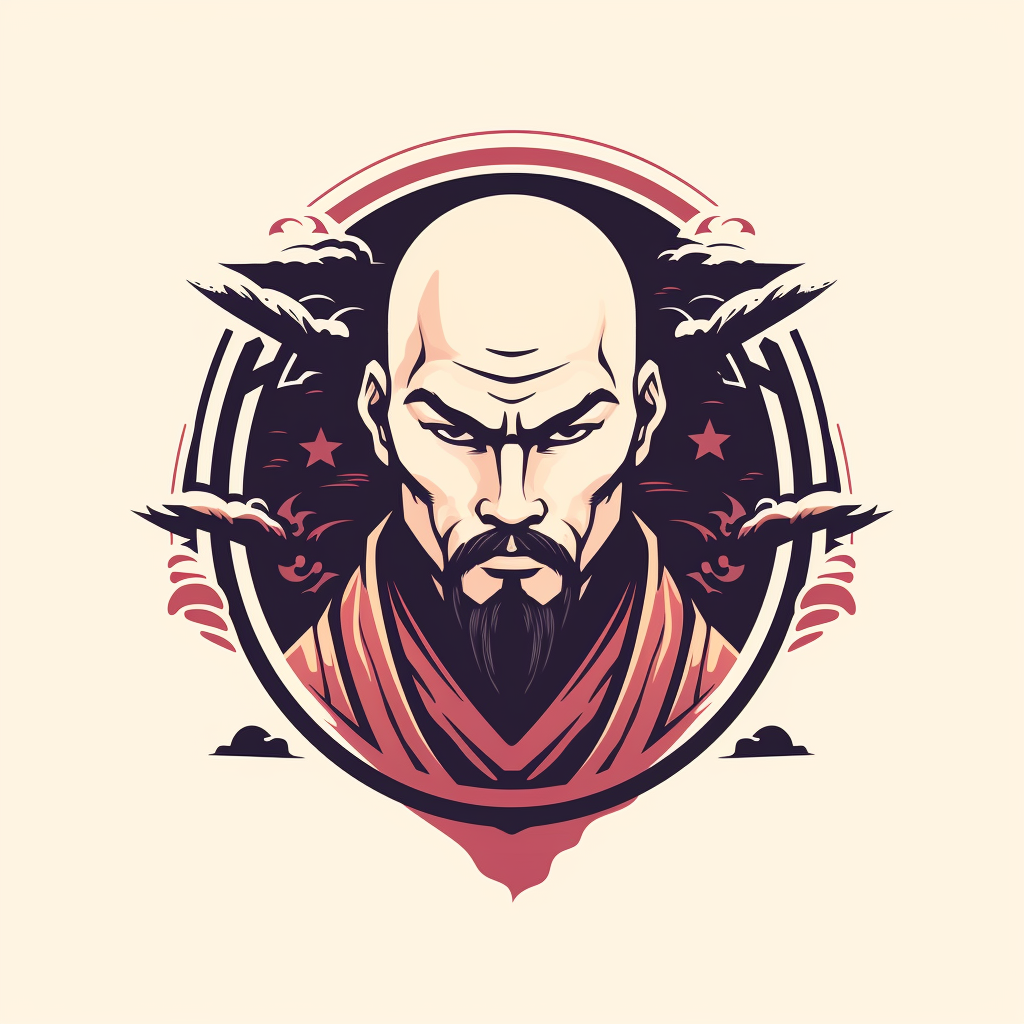 Bald shogun with sword logo