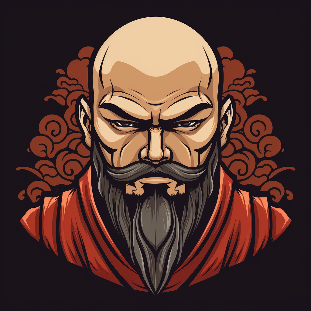 Bald shogun with beard logo - Japan