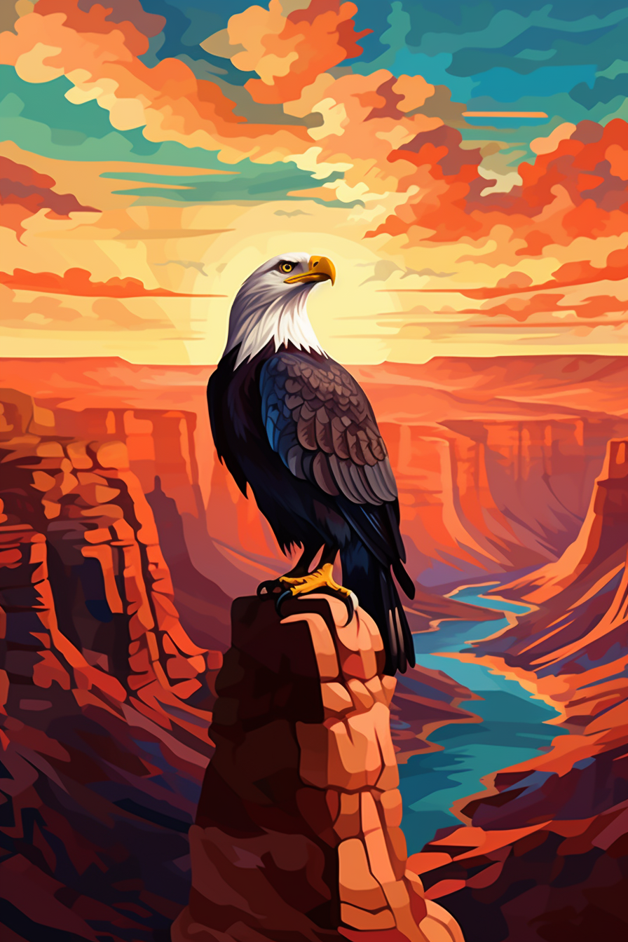 Illustration of Bald Eagle in Grand Canyon