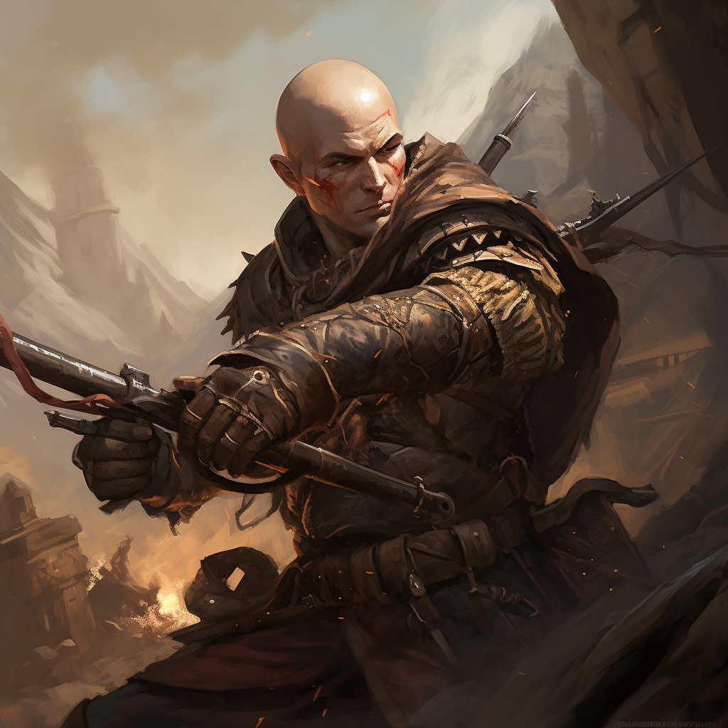 Evil Bald Shady Ranger Aiming Crossbow