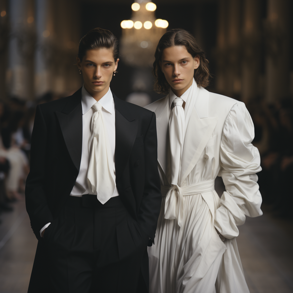 Balenciaga fashion show tuxedo models