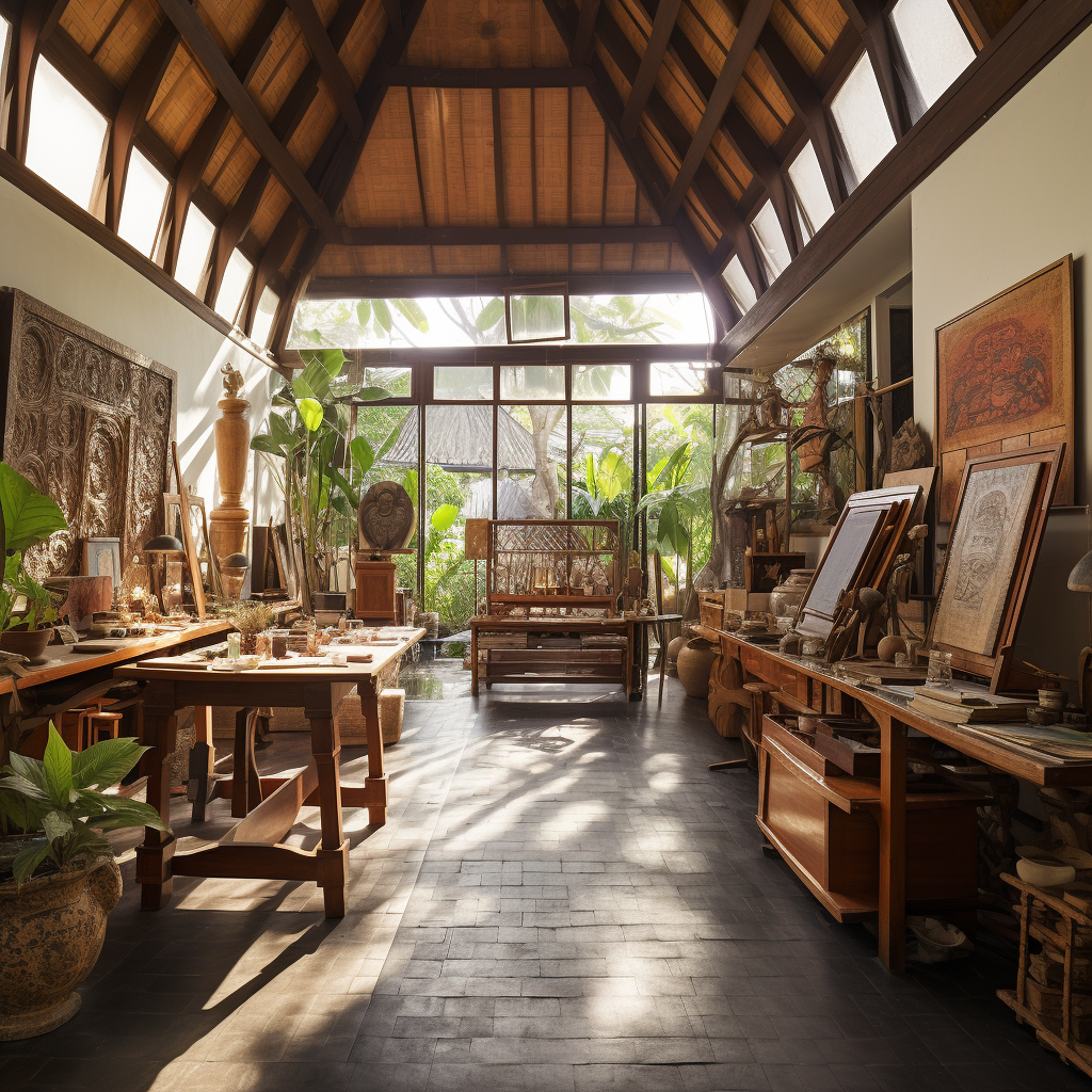 Bali-inspired art studio interior