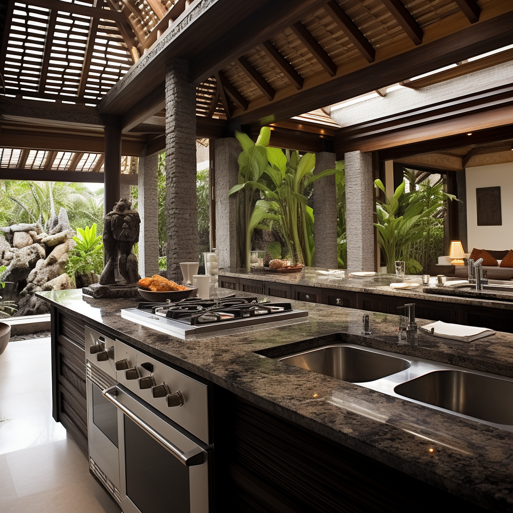 Elegant Balinese Kitchen with Modern Appliances