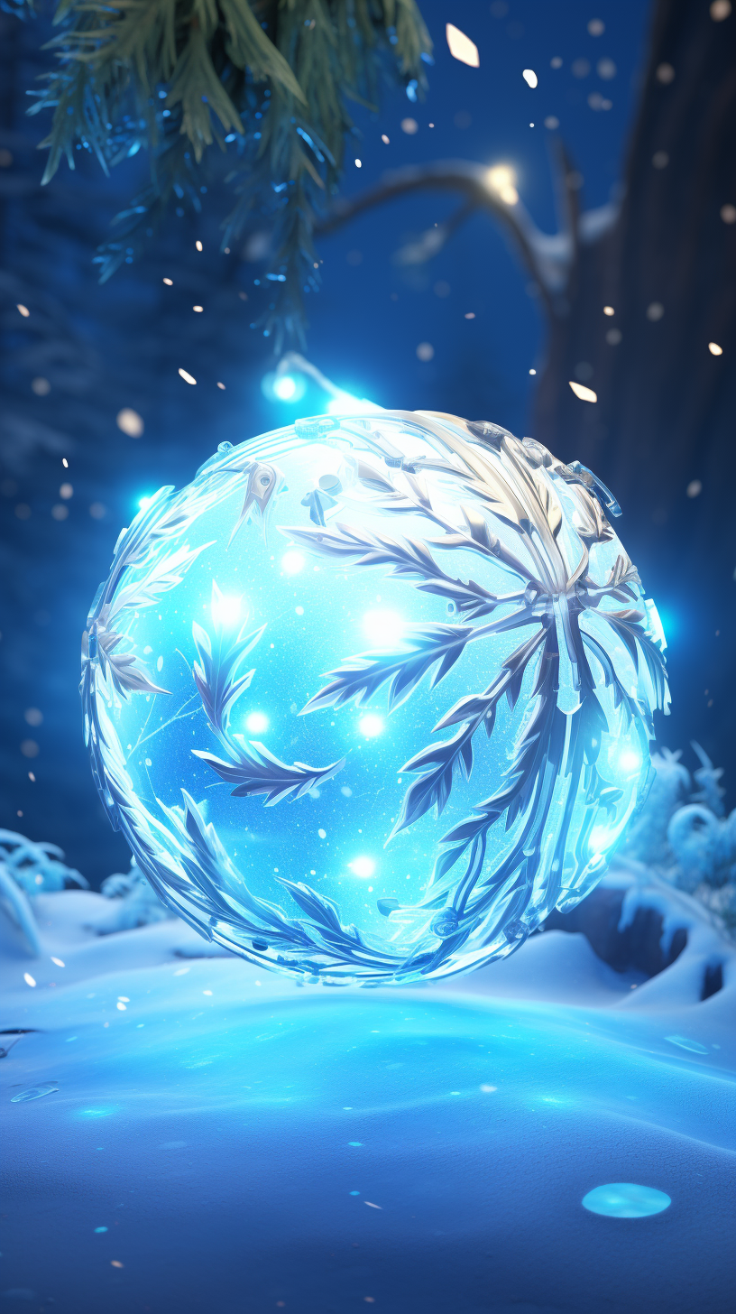 Wild Ornament Ball on Snowy Nature Background