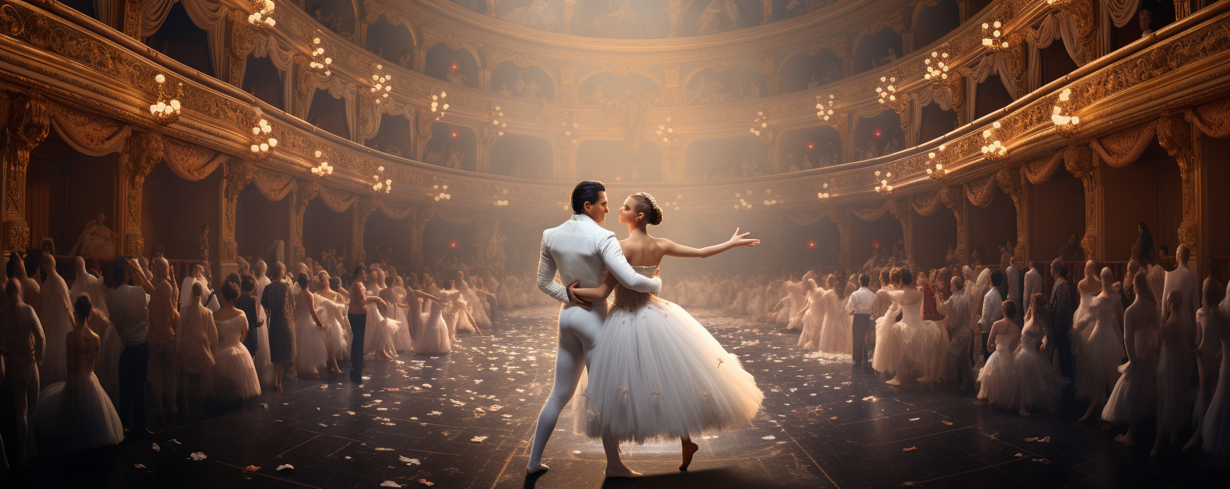 Two ballerinas en pointe in Paris Ballet Theater