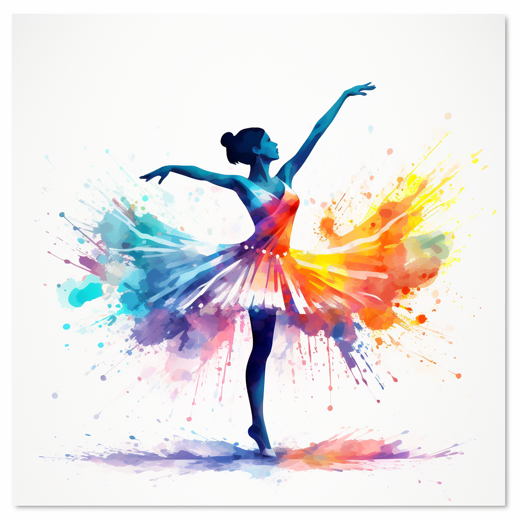 Ballet dancer in watercolor with bright colors