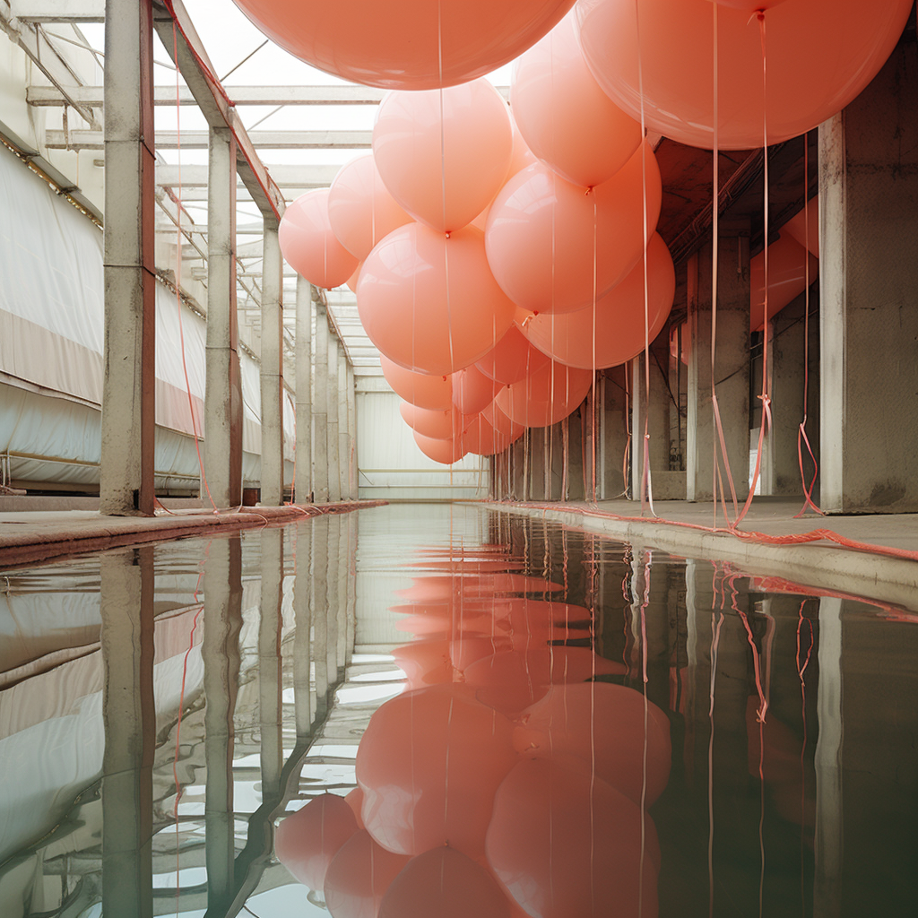 Balloon between slabs bursting with architectural design