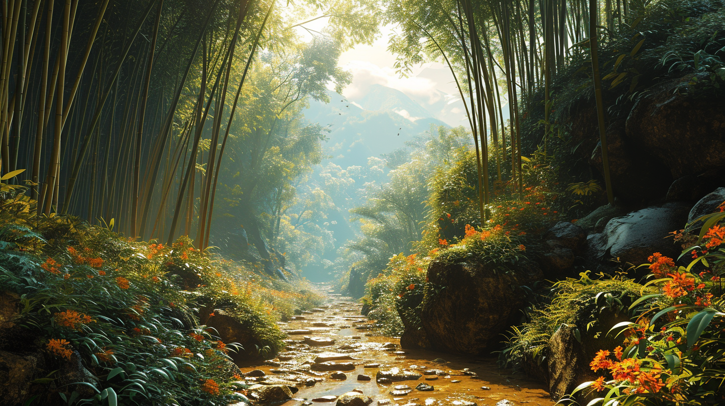 Digital art of bamboo forrest