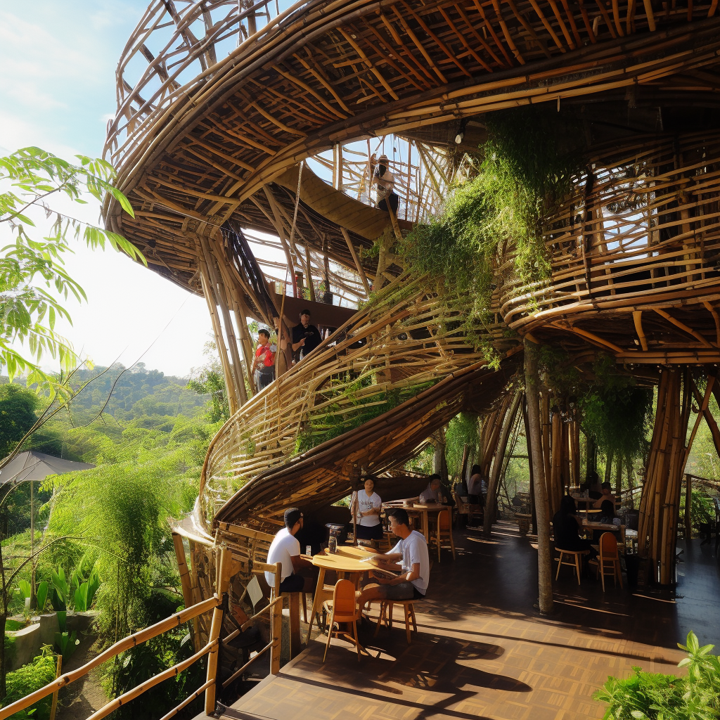 Unique bamboo cafe with stunning architecture