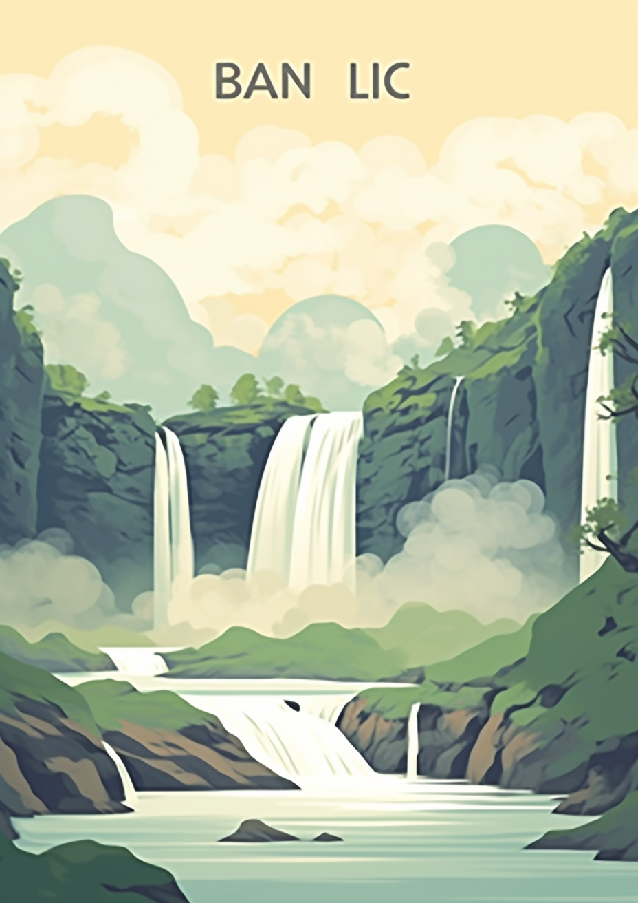 Ban Gioc Waterfall Vector Travel