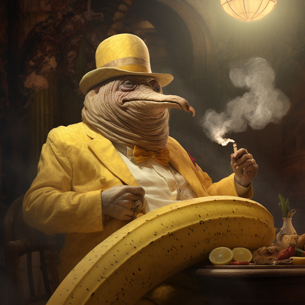 Banana detective smoking cigar