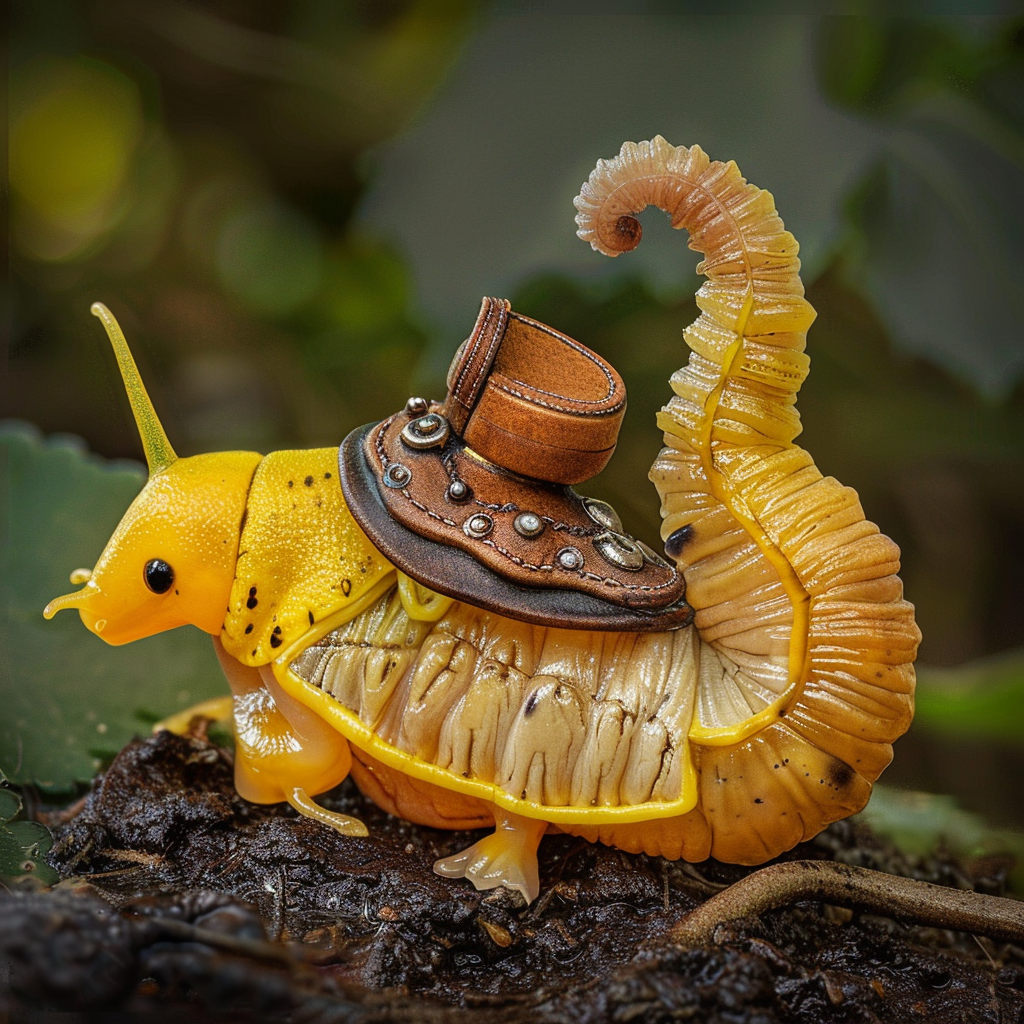 Banana slug with horse saddle