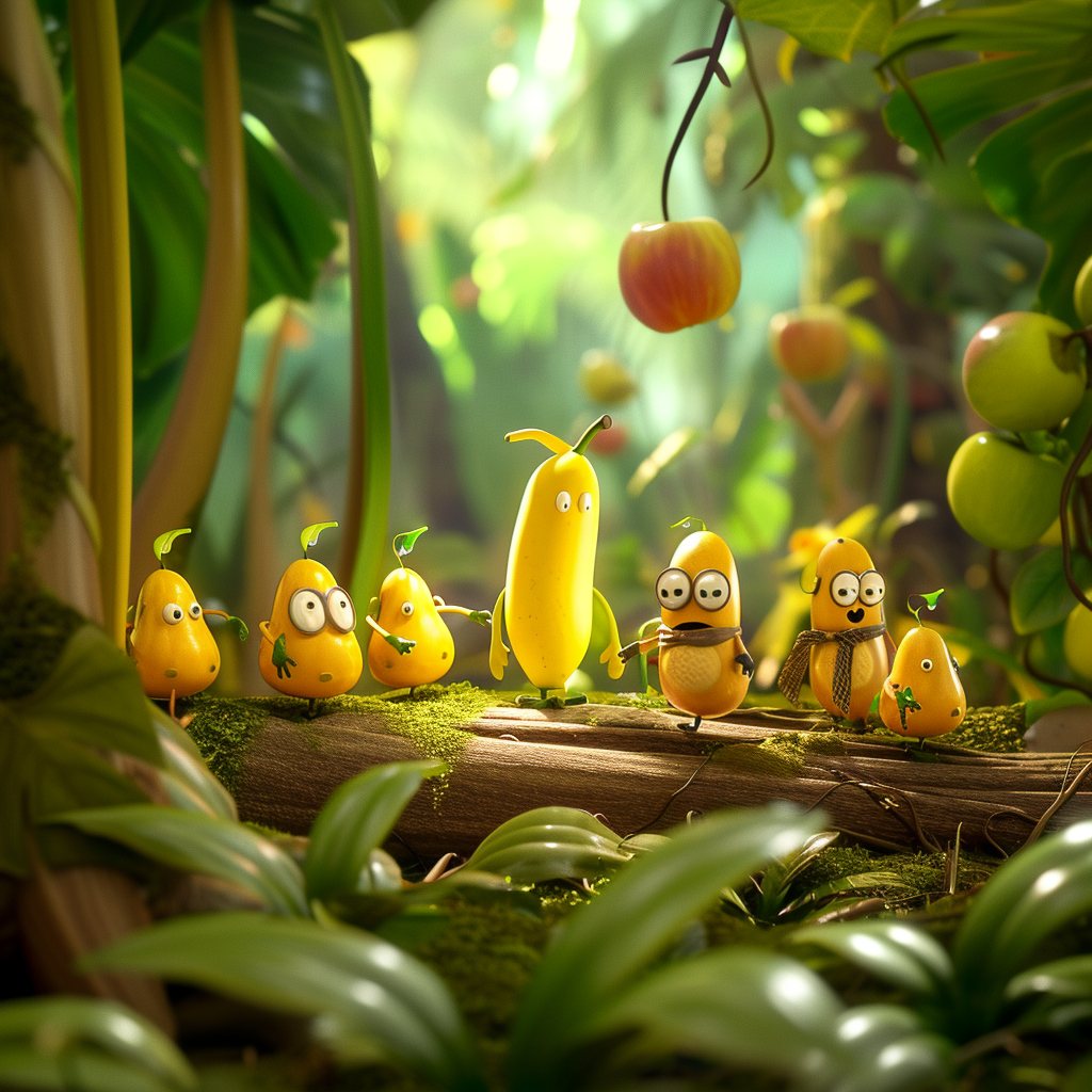 Banana hero leading fruit allies in jungle mission