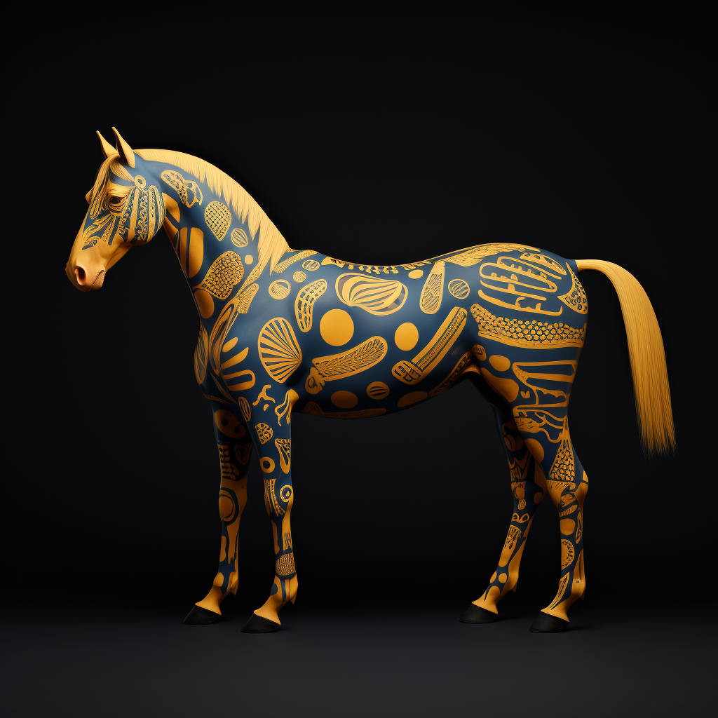 Horse with banana pattern skin