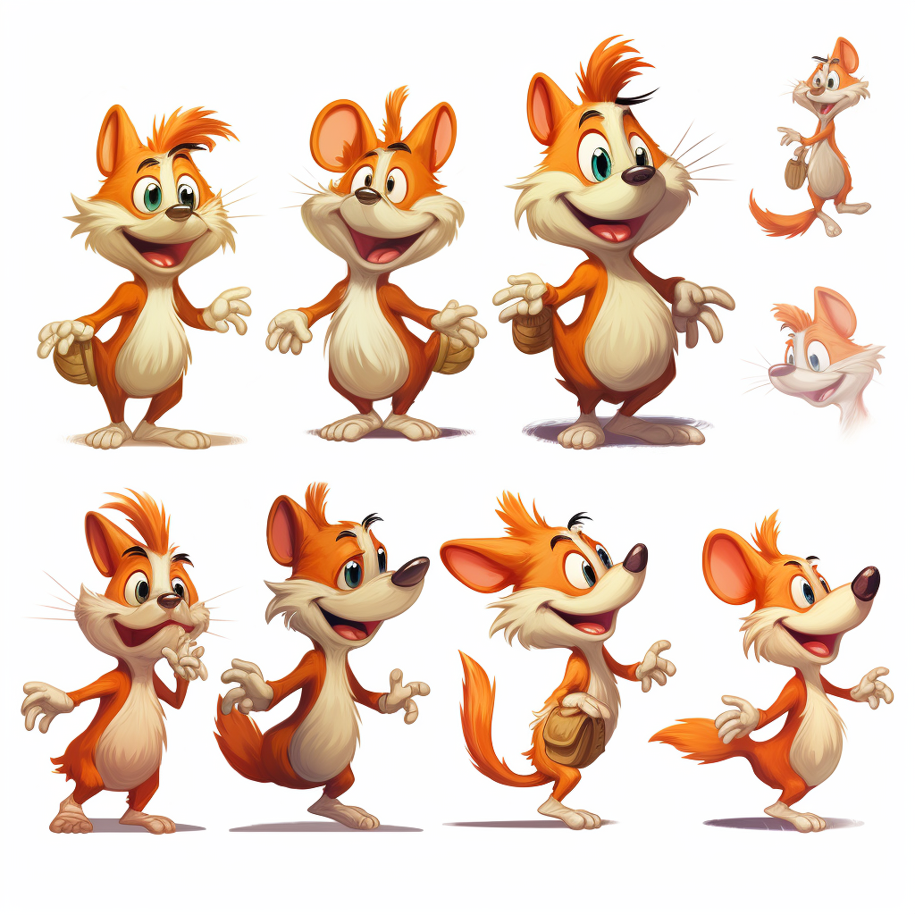 Cute bandicoot sprite sheet on white background