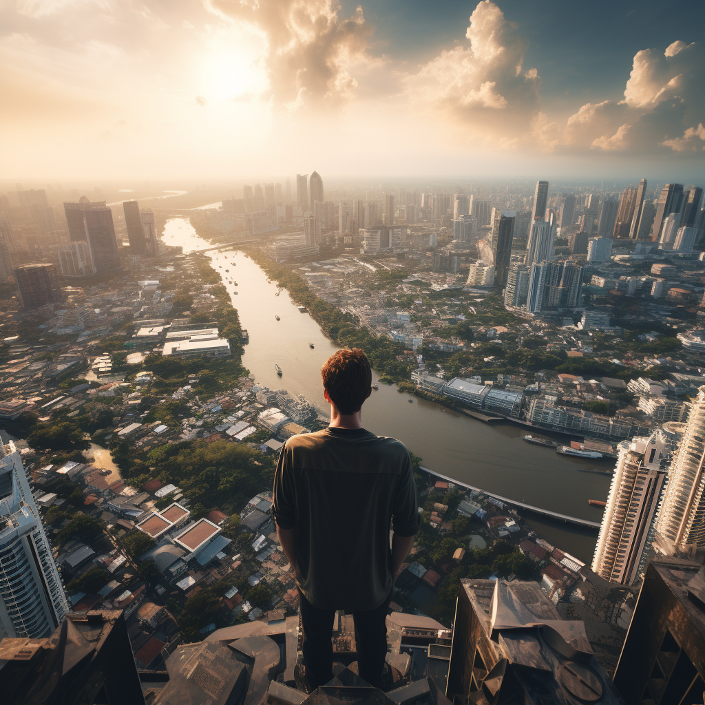 Spectacular aerial view of Bangkok