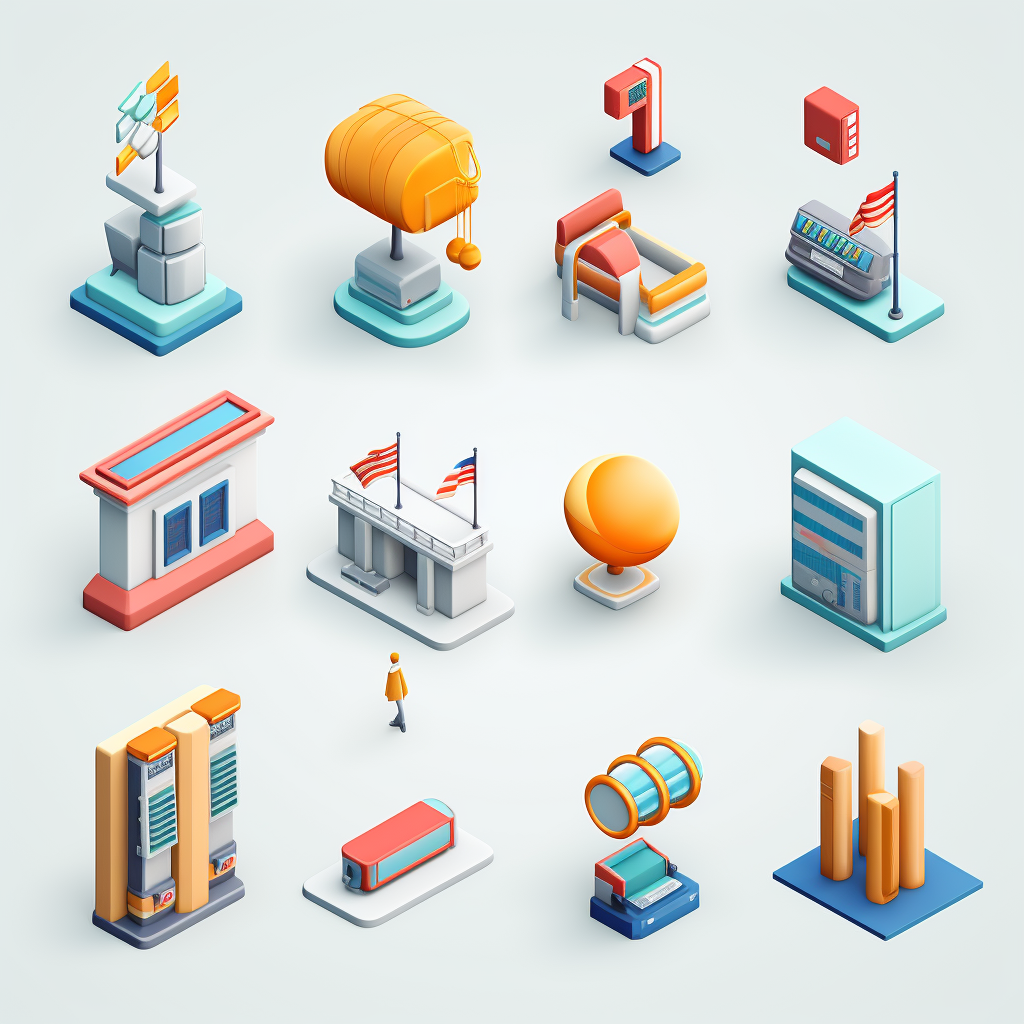 Bank service 3D icon set