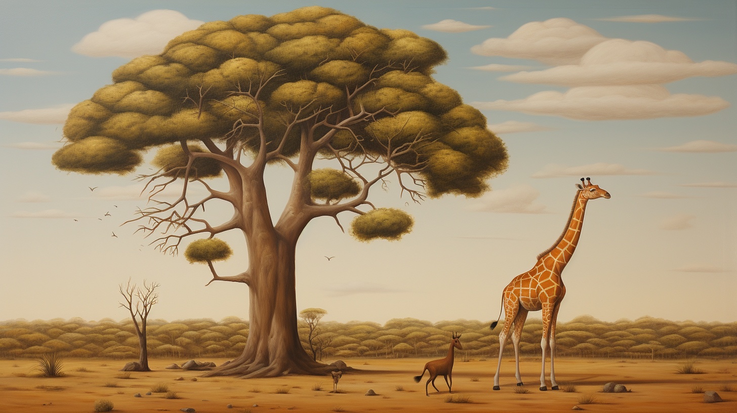 Baobab and Giraffe Artwork