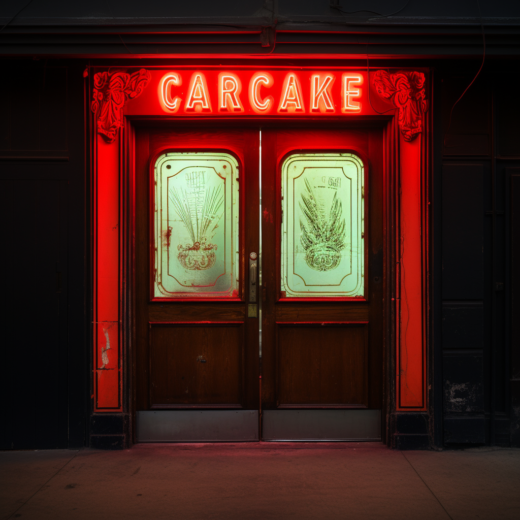 Bar door with neon sign  California Avenue