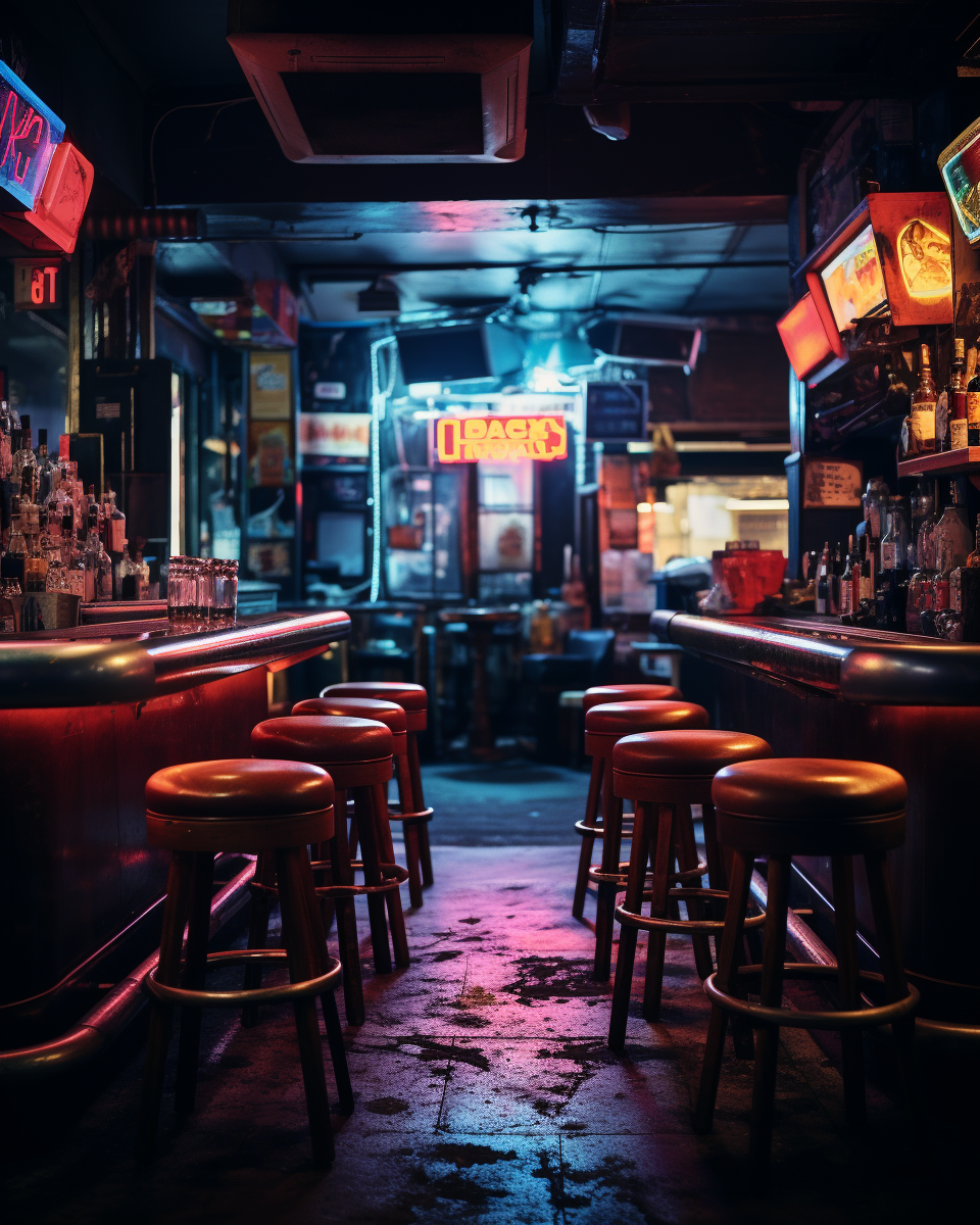 Immersive bar with neon lights