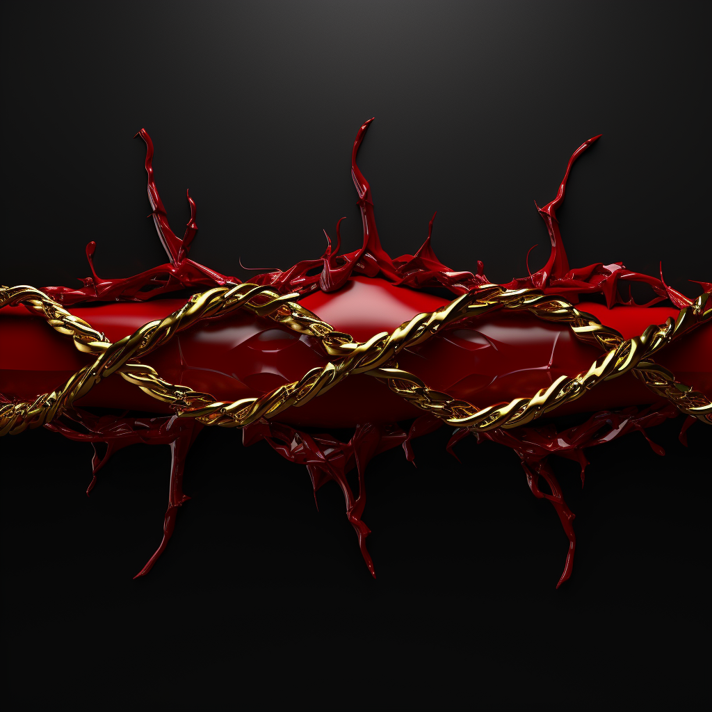 Dark Red Barbed Wire Ribbon 3D Banner