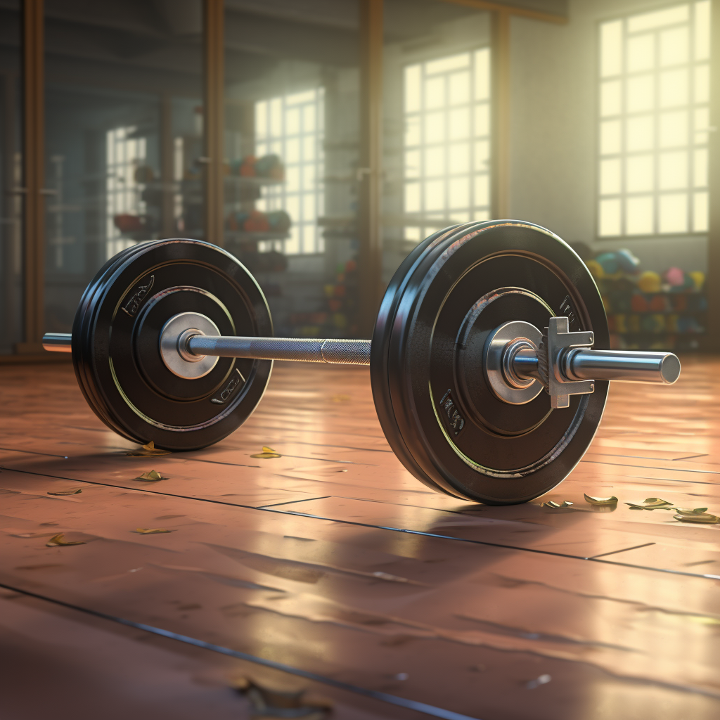 Gym floor with barbell