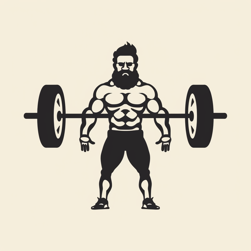 Barbell icon on black and white screenprinted tee