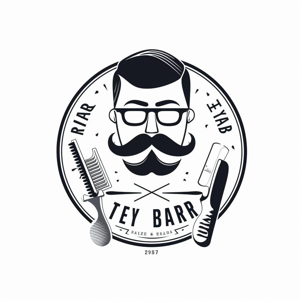 Barber tools, mustache logo design