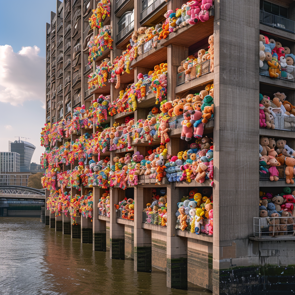 Colourful Soft Toys Barbican Building