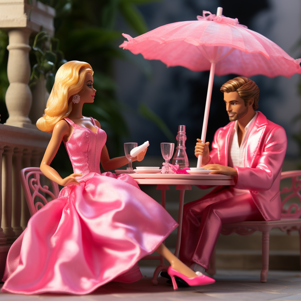 Barbie and Ken enjoying drinks ?