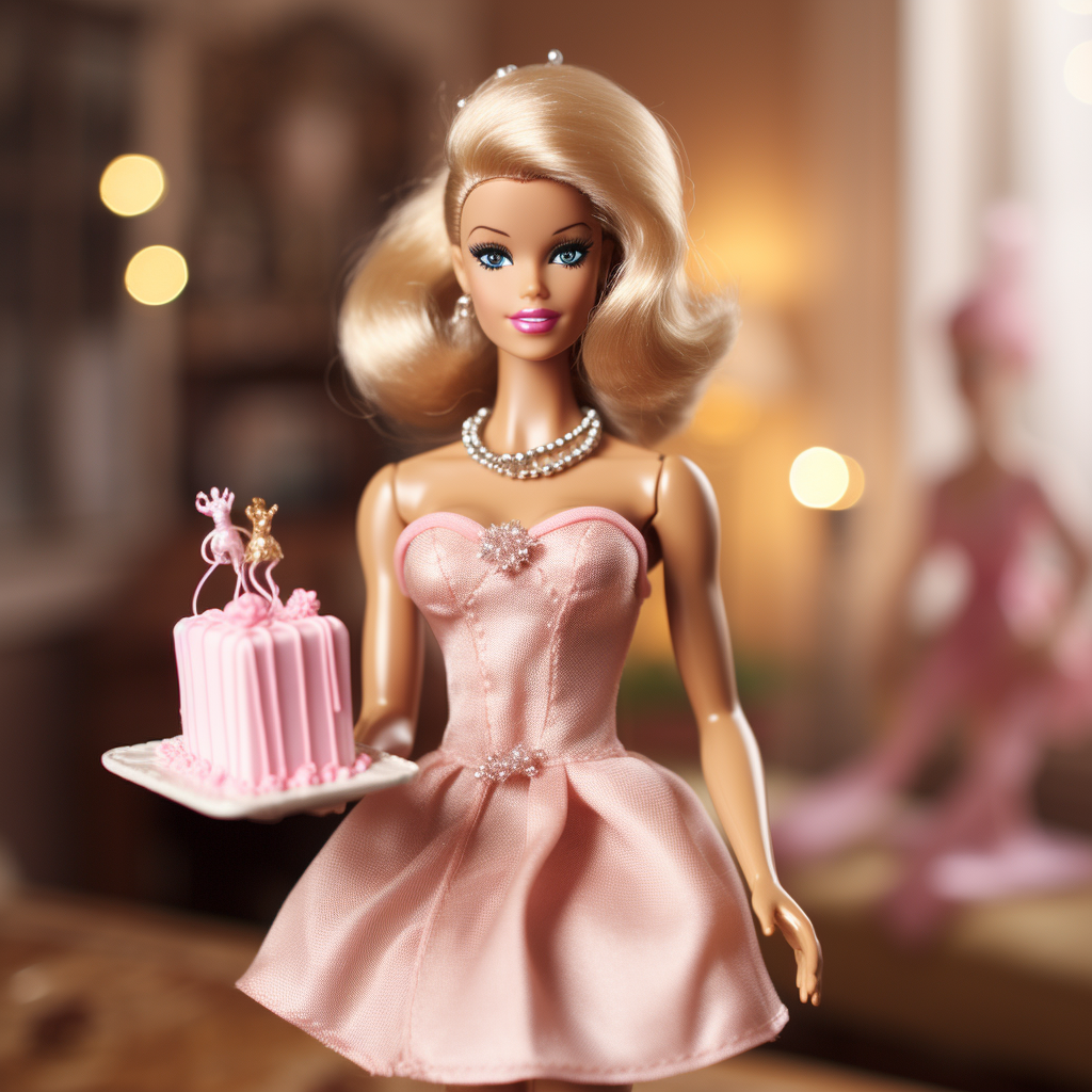 Barbie birthday card image with balloons