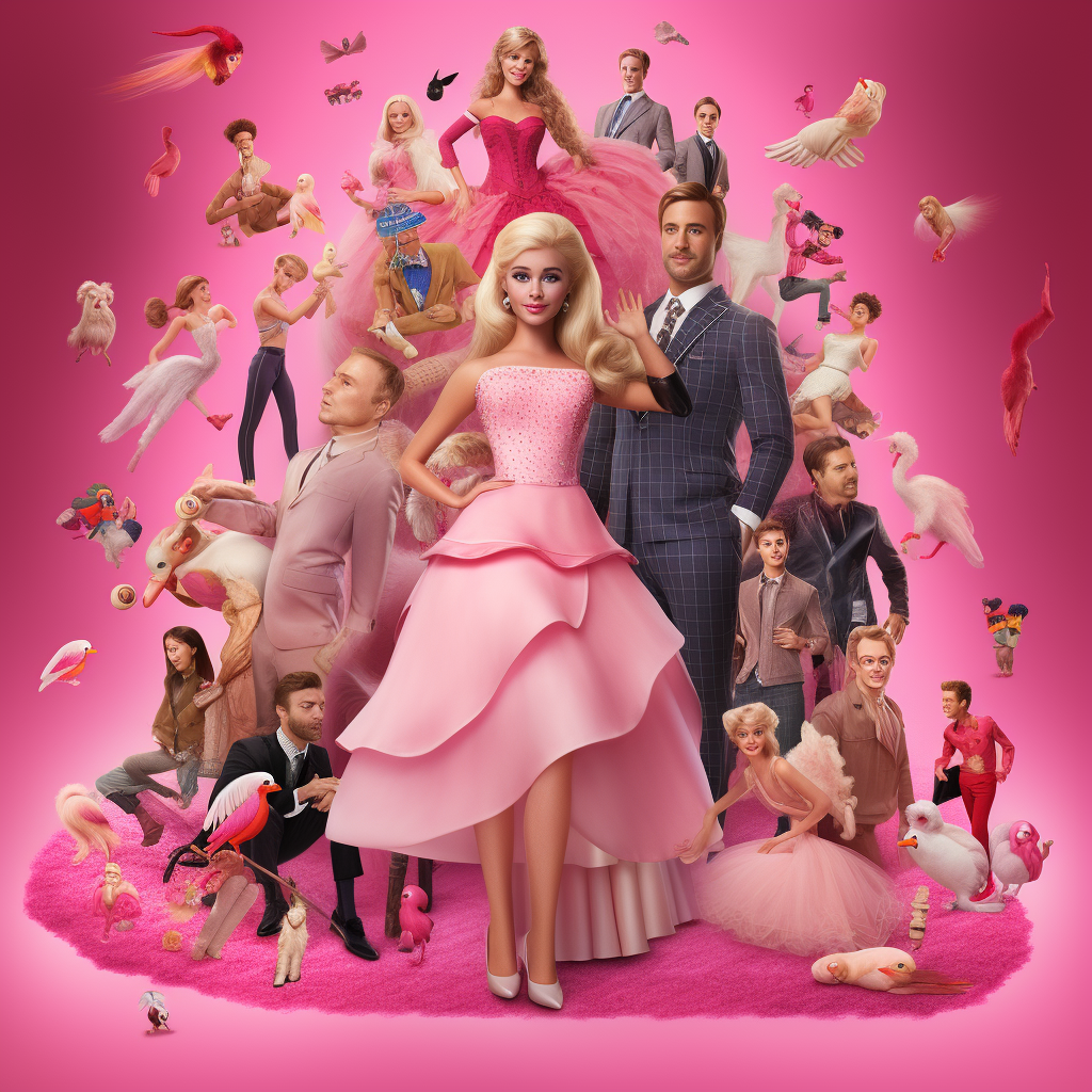 Group of characters from Barbie movie