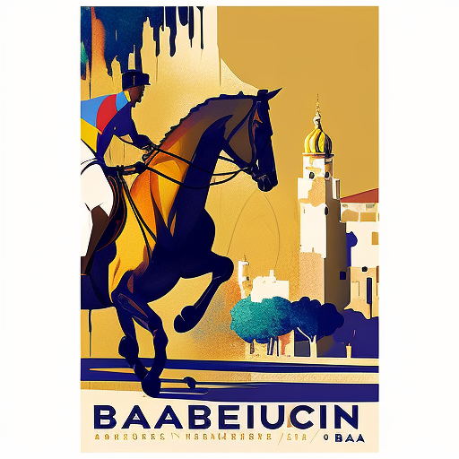 Athletic Dressage Horse in Barcelona Travel Poster