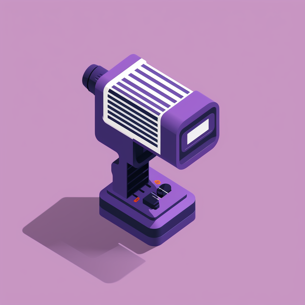 Minimal purple isometric barcode scanner illustration