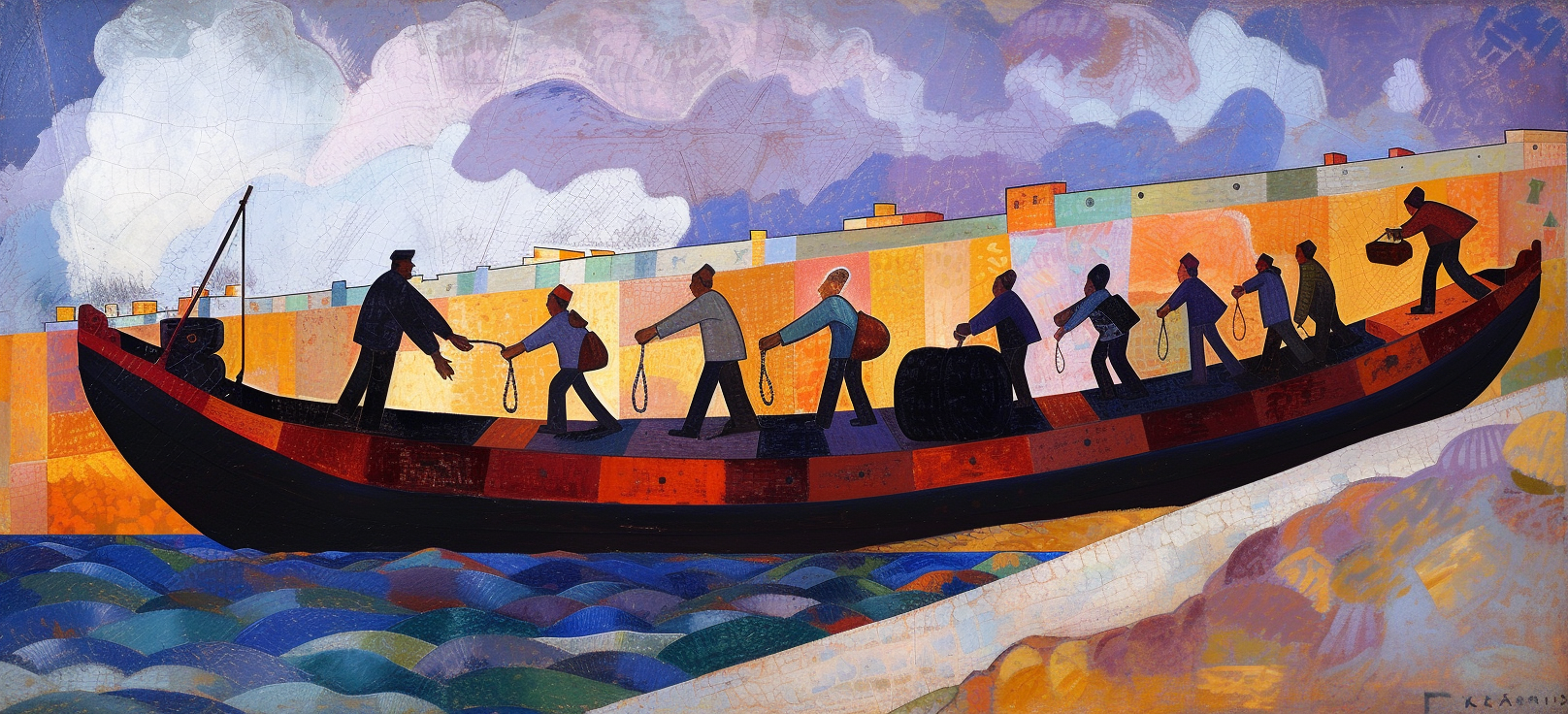 Barge Haulers on the Volga Painting