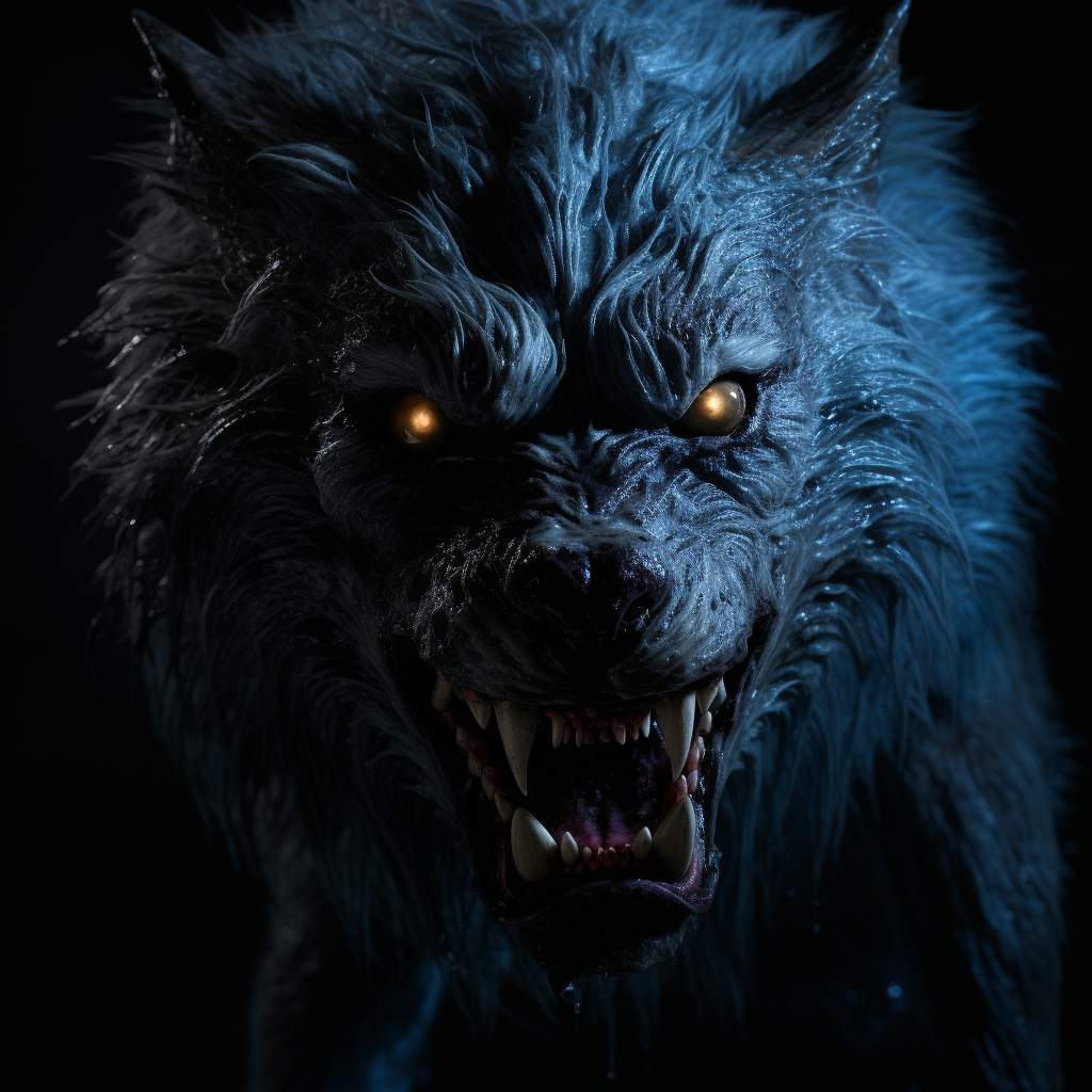 Frightening Barghest with Blue Fur