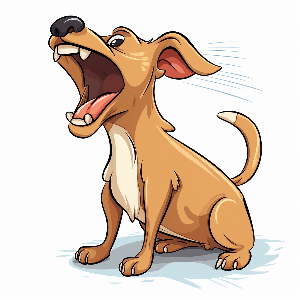 Cute cartoon dog barking on white background