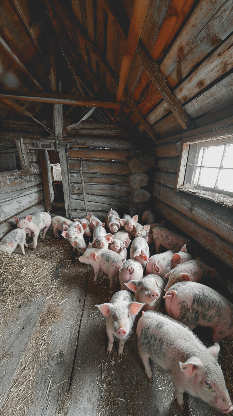 Happy kids with pink pigs chalk drawings