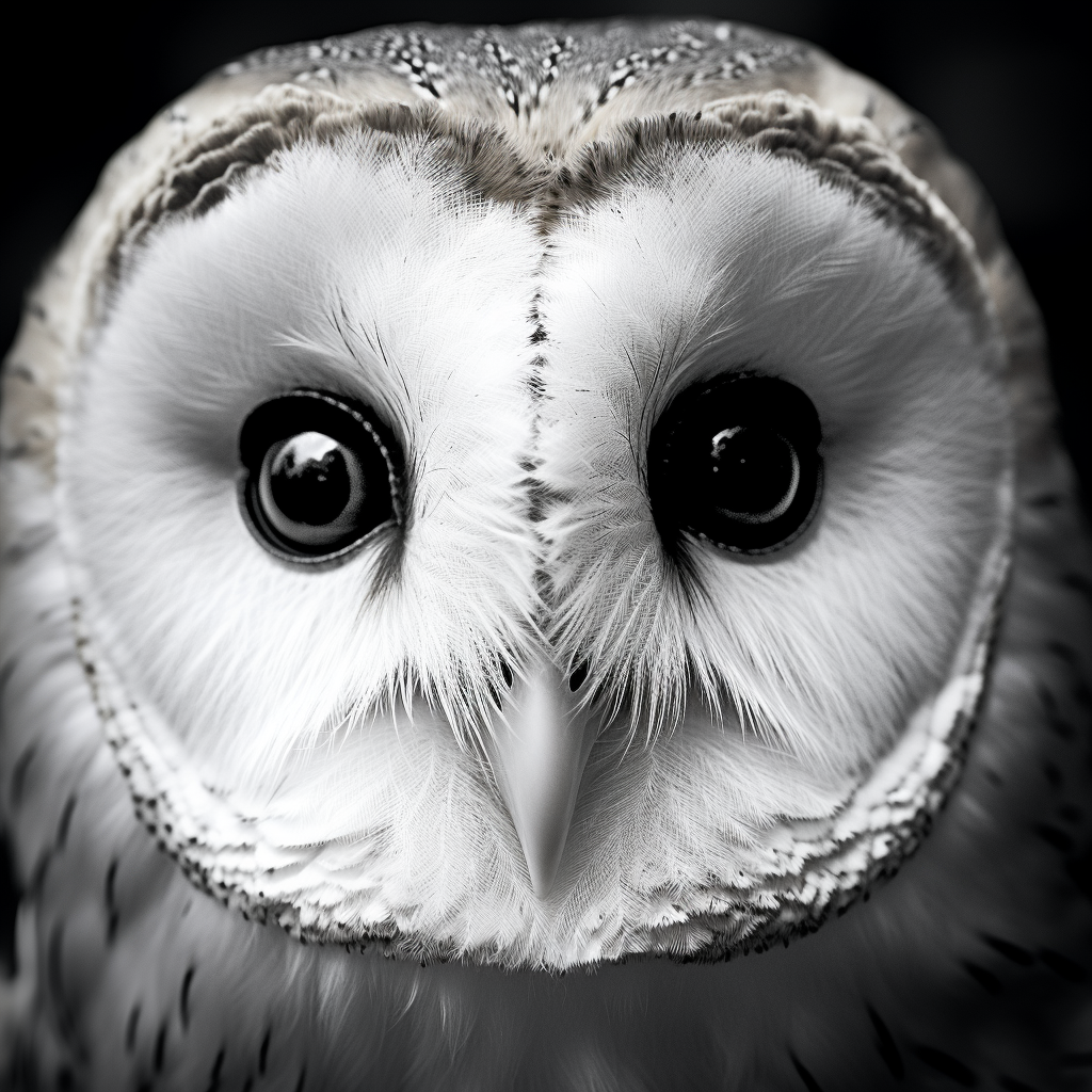 Stunning barn owl with purple eyes