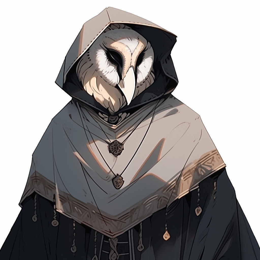 Barn Owl Man in Dramatic Attire