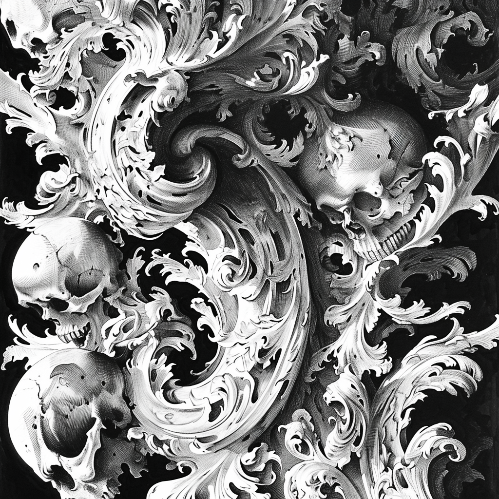 Baroque black white ink