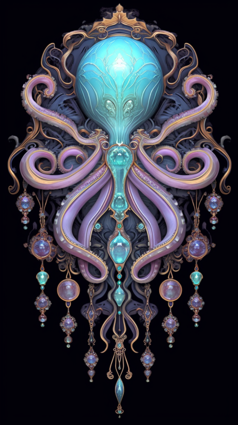 Colorful Baroque Stained Glass Octopus