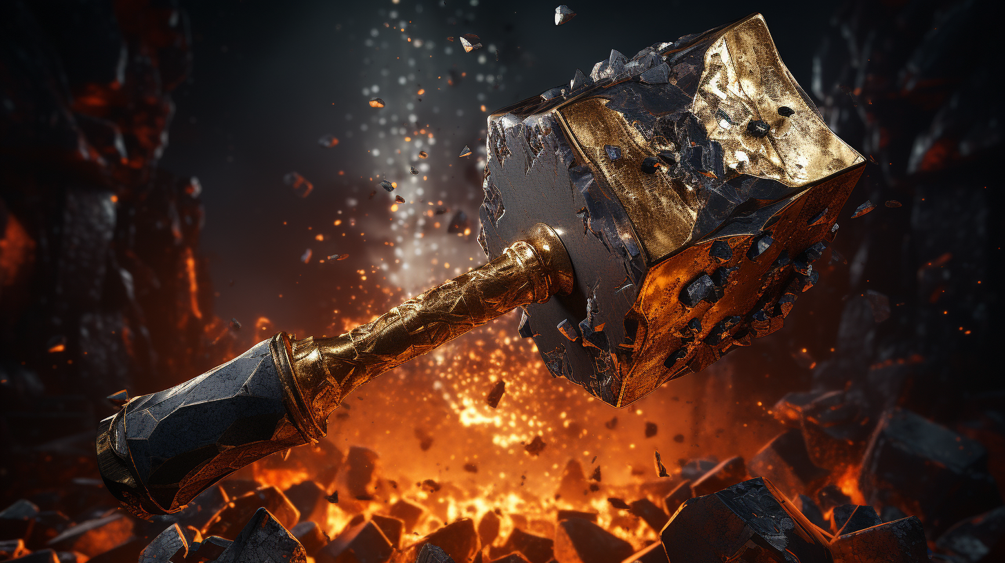 Baroque blacksmith hammer with gold accents