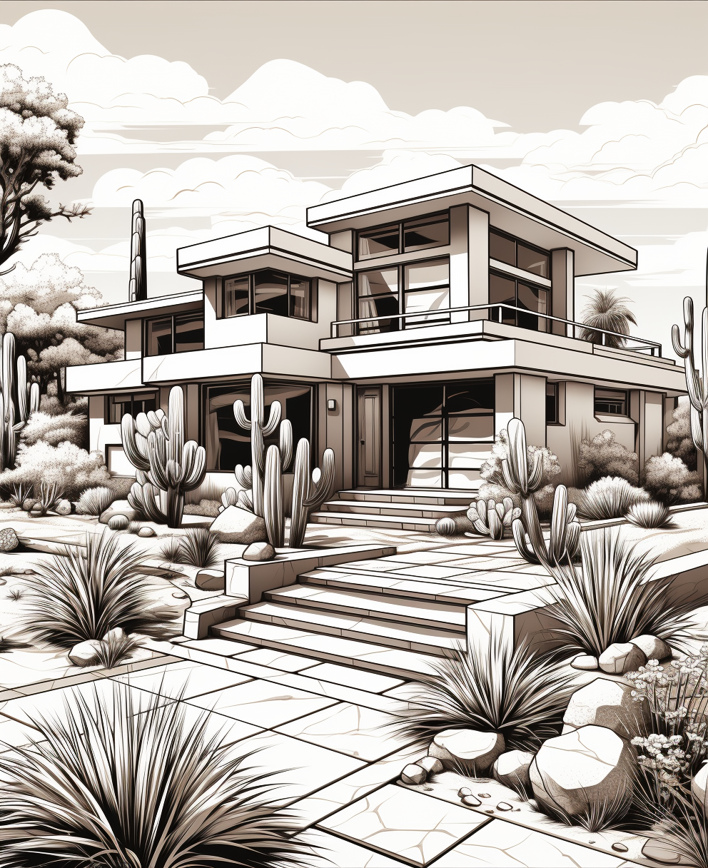 Coloring Page of Barragan House in the City