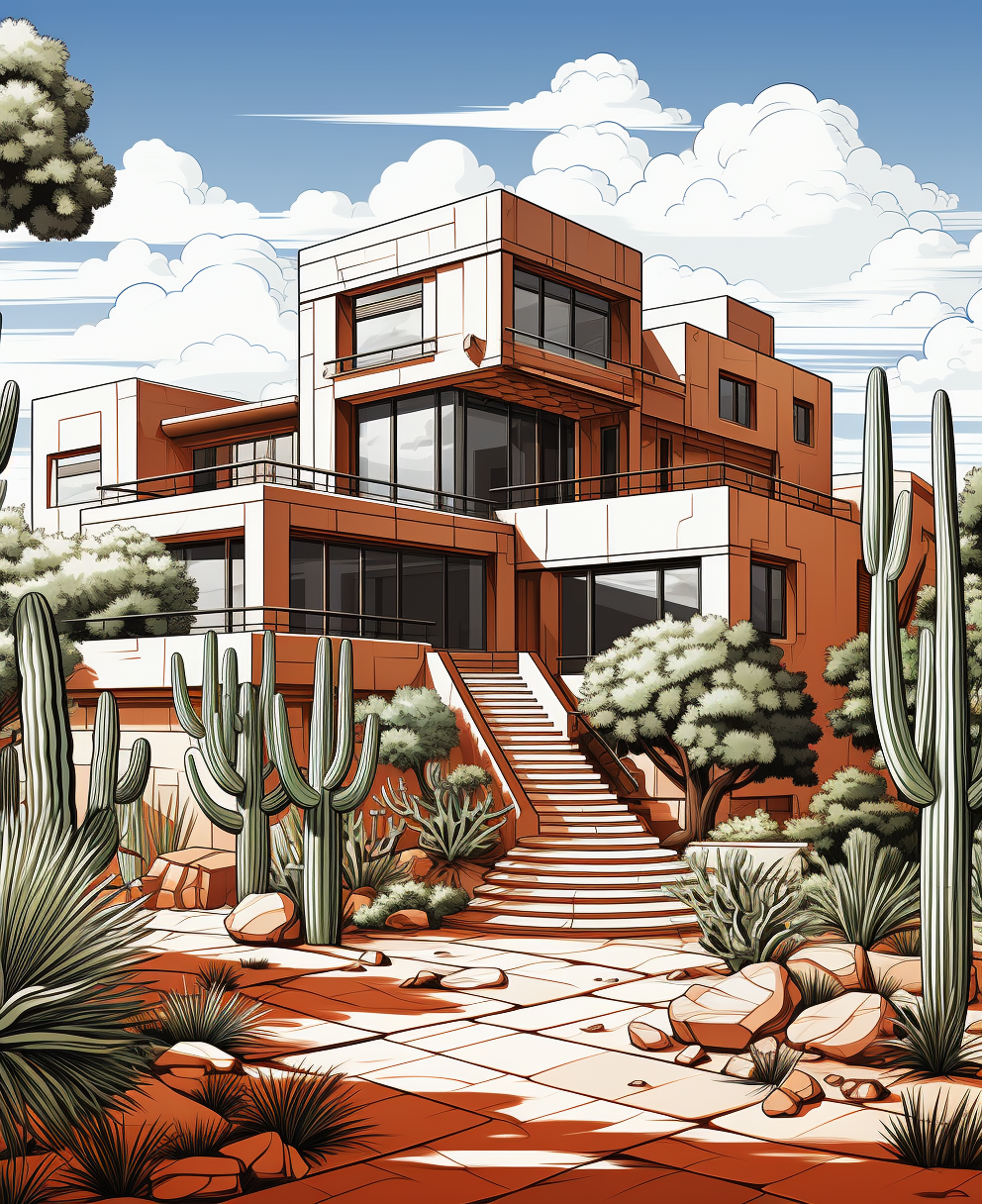 Coloring Page of Barragan House Front View