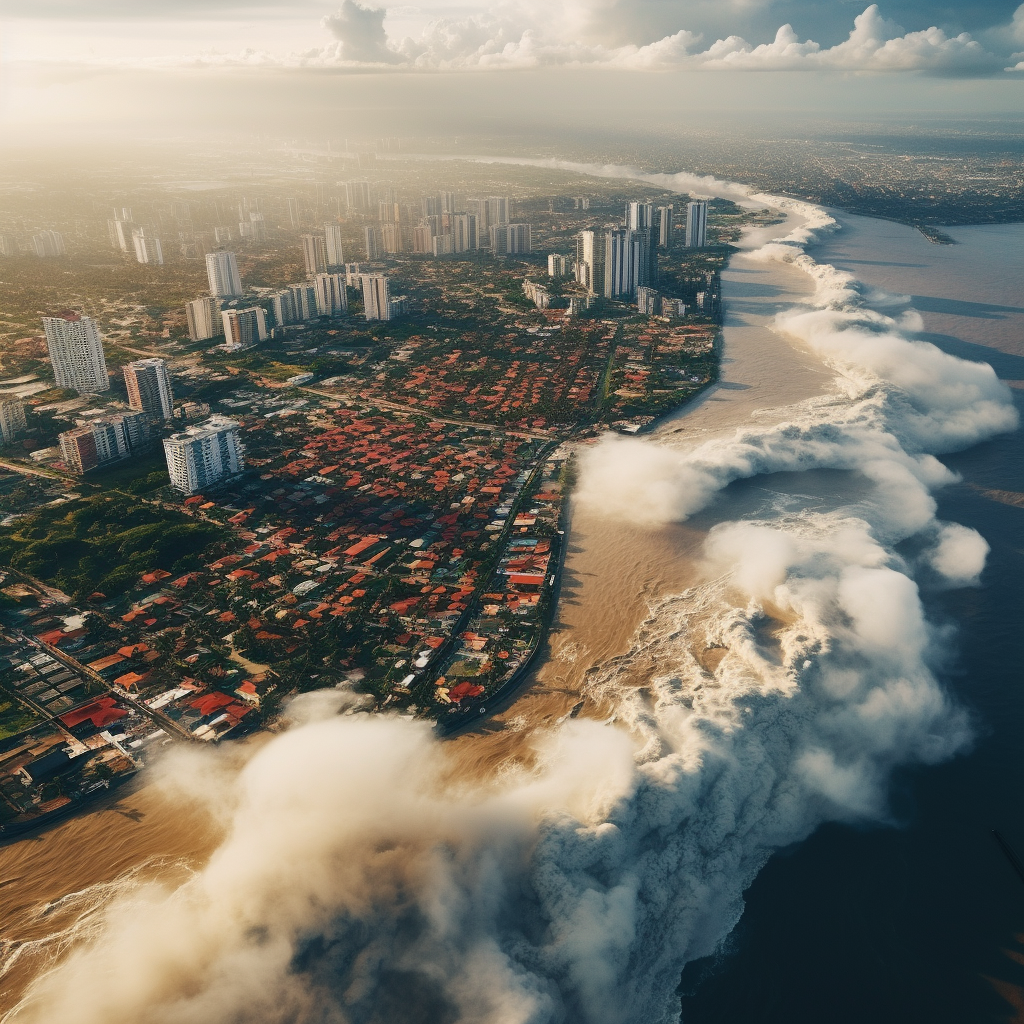 Aerial view of Barranquilla in flames