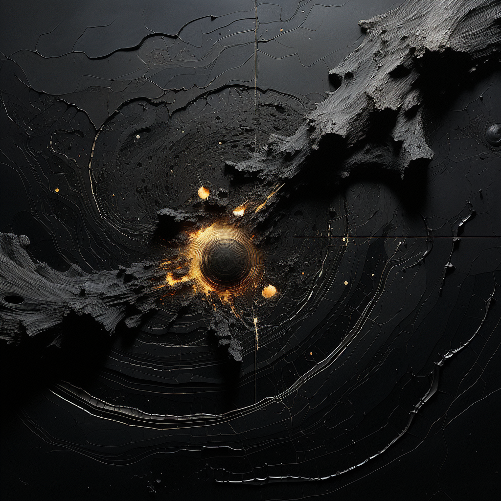 Barren planet with graphite and soot on black paper