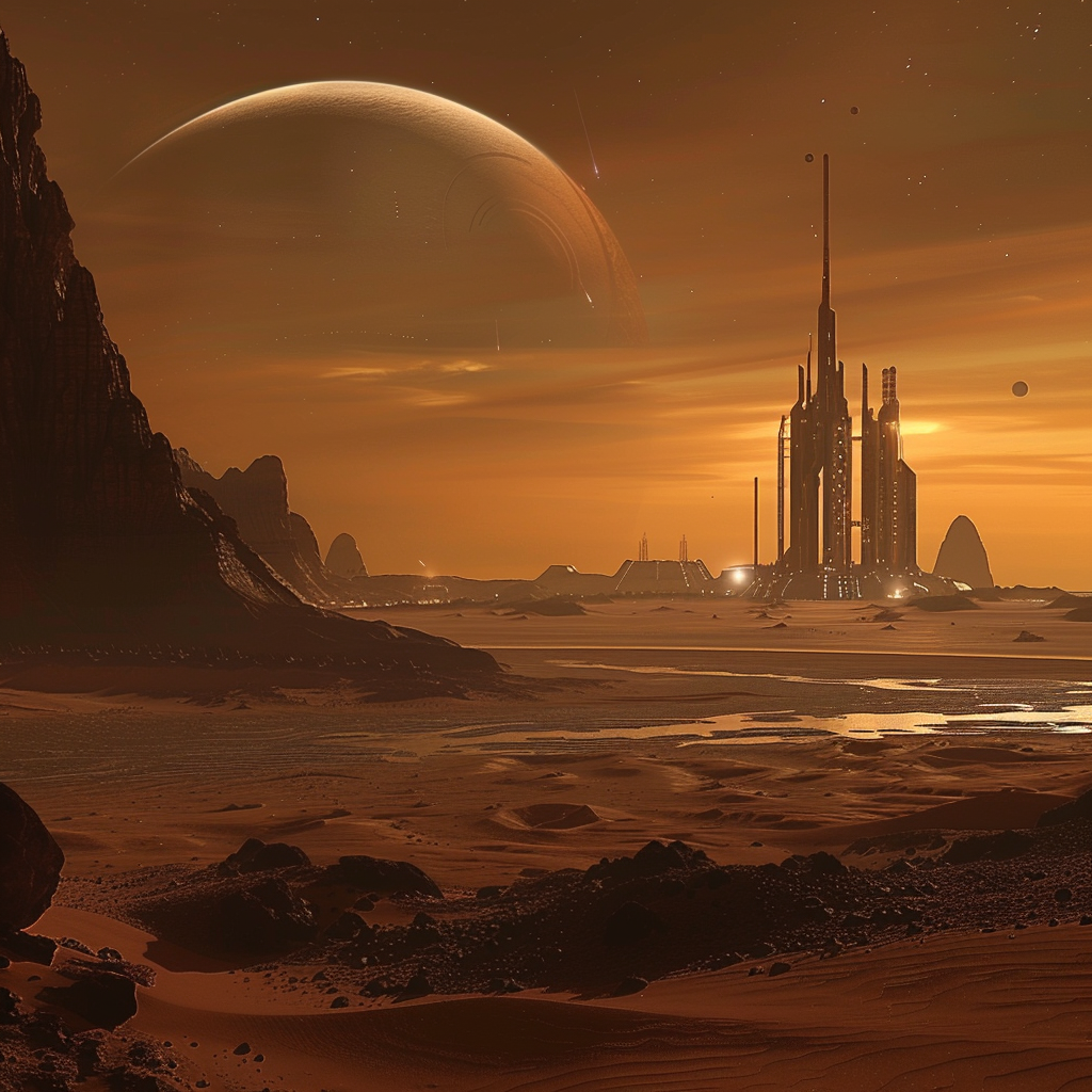 barren planet sci-fi building landscape