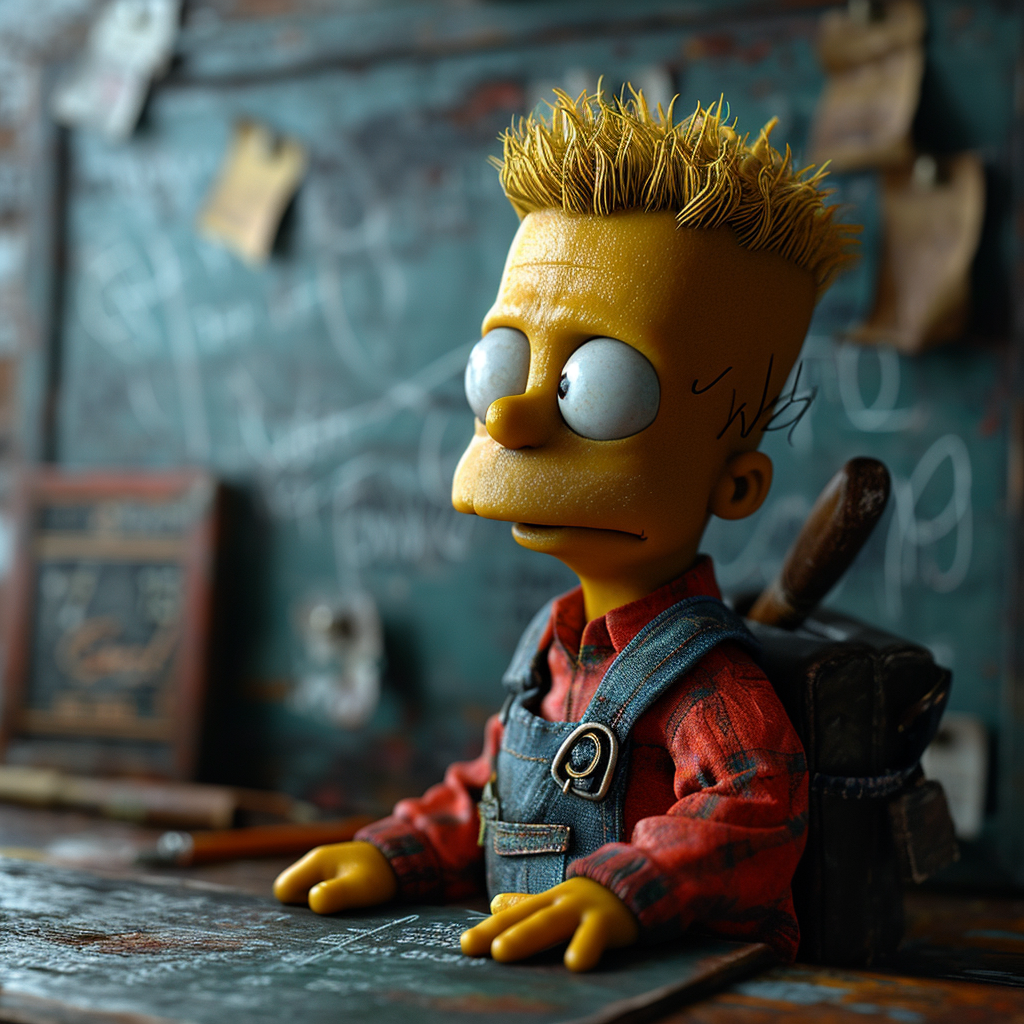 Bart Simpson standing at blackboard