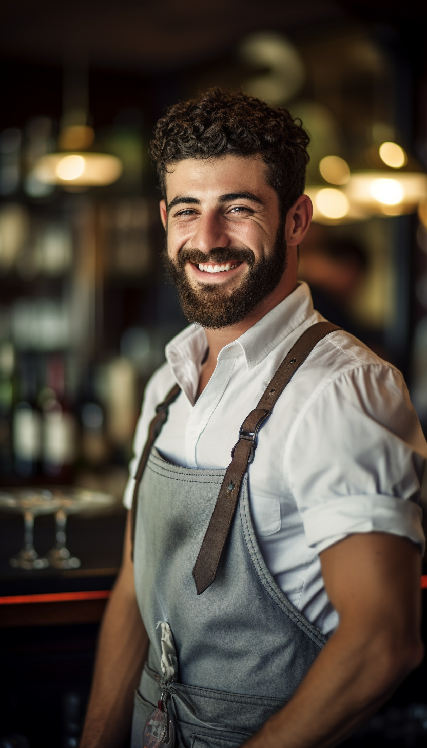 Bartender smiling at restaurant